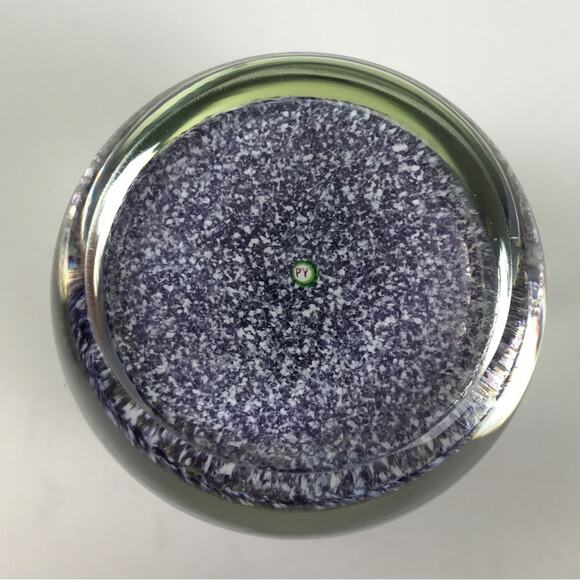 Paul Ysart Aventurine Flower Lampwork Purple Jasper Ground Paperweight Signed PY - Picture 2 of 16